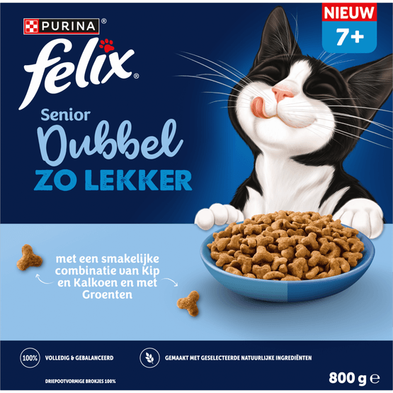 Foto van Felix Kattenvoer droog senior dubbel zo lekker op witte achtergrond