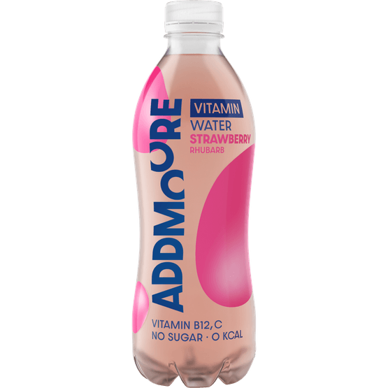 Foto van Addmoore Vitaminewater aardbei op witte achtergrond