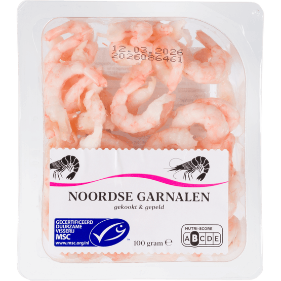 Foto van Noordse garnalen op witte achtergrond