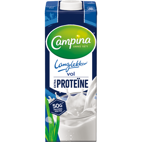 Foto van Campina Volle melk proteine op witte achtergrond