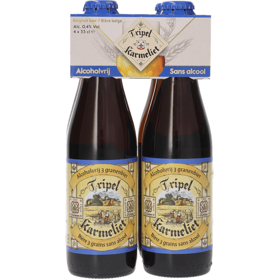 Foto van Karmeliet Tripel 0.4% 4x 33cl op witte achtergrond