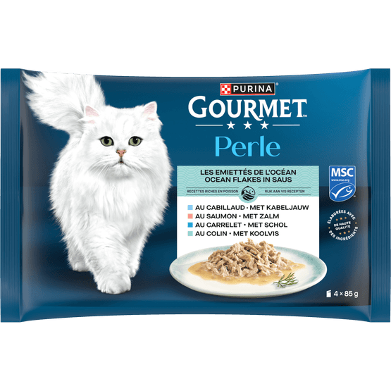 Foto van Gourmet Kattenvoer perle msc ocean flakes 4st op witte achtergrond