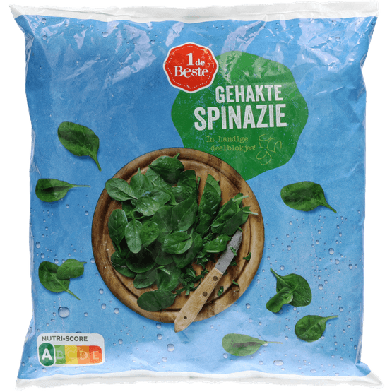 Foto van 1 de Beste Spinazie gehakt deelblokjes op witte achtergrond