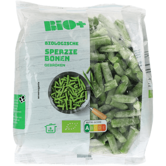 Foto van Bio+ Sperziebonen gebroken op witte achtergrond