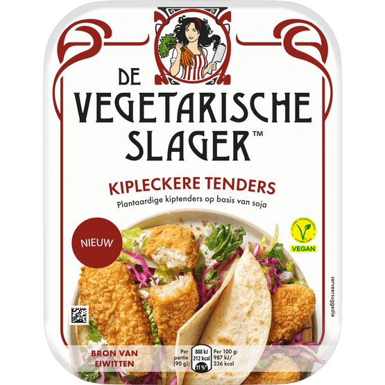 Foto van De Vegetarische Slager Kipleckere tenders op witte achtergrond