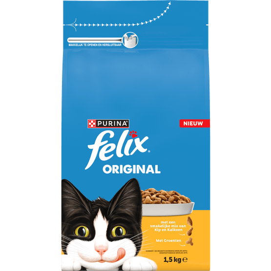 Foto van Felix Kattenvoer original kip kalkoen met groenten op witte achtergrond