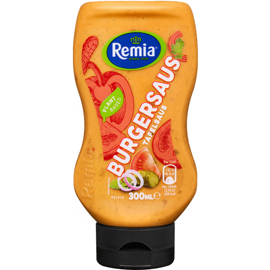 Foto van Remia Tafelsaus burger op witte achtergrond
