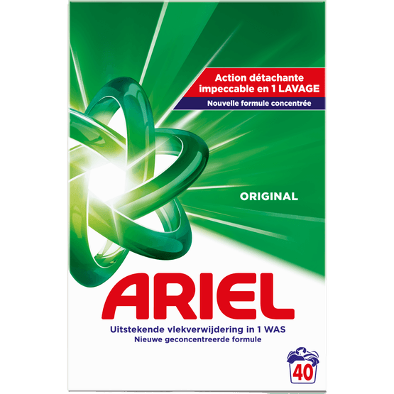 Foto van Ariel Wasmiddel poeder original 40wb op witte achtergrond