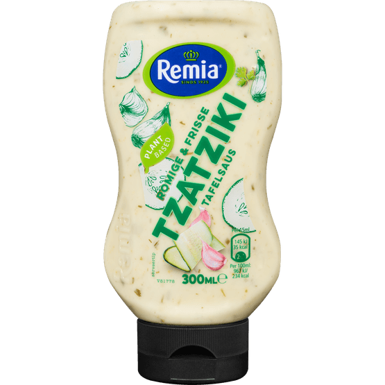 Foto van Remia Tzatziki saus op witte achtergrond