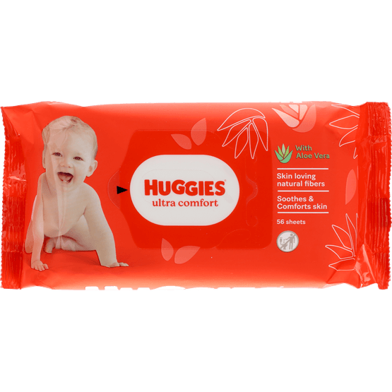 Foto van Huggies Baby wipes ultra comfort op witte achtergrond