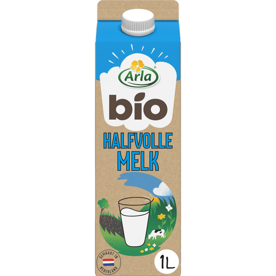 Foto van Arla Biologische halfvolle melk op witte achtergrond