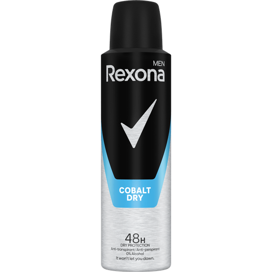 Foto van Rexona Deospray men cobalt dry op witte achtergrond