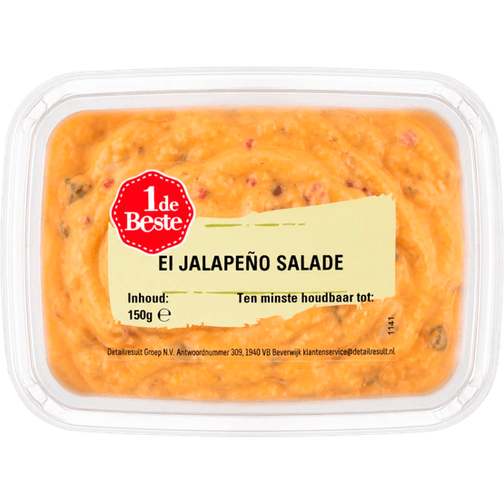 Foto van 1 de Beste Salade ei jalapeno op witte achtergrond