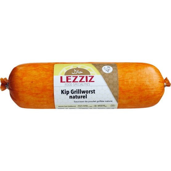 Foto van LEZZIZ Kip grillworst naturel op witte achtergrond