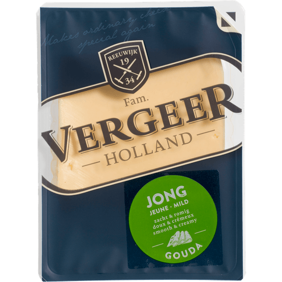 Foto van Vergeer Gouda kaas jong 48+ 25 plakken op witte achtergrond