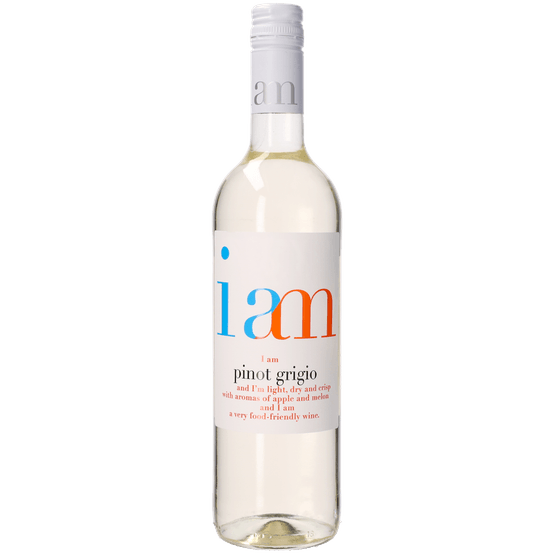 Foto van I Am Pinot grigio op witte achtergrond