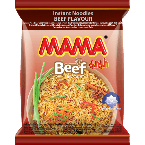 Foto van Mama Noodles rund op witte achtergrond