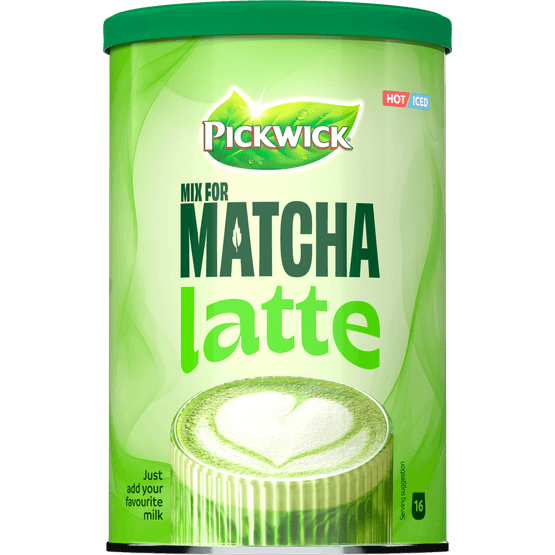 Foto van Pickwick Instants matcha op witte achtergrond