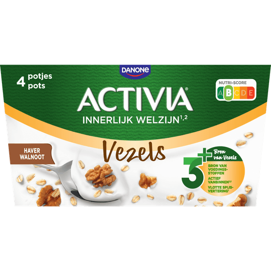 Foto van Activia Yoghurt haver walnoot 4st op witte achtergrond