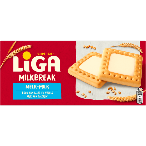 Foto van Liga Milkbreak melk 6 x 2 stuks op witte achtergrond
