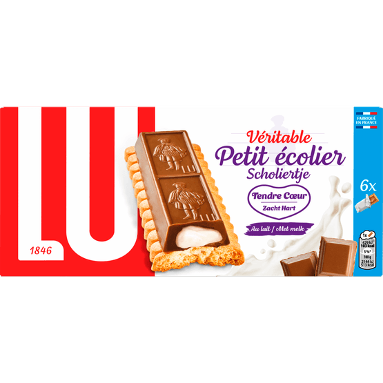 Foto van Lu Scholiertje reep met melk op witte achtergrond
