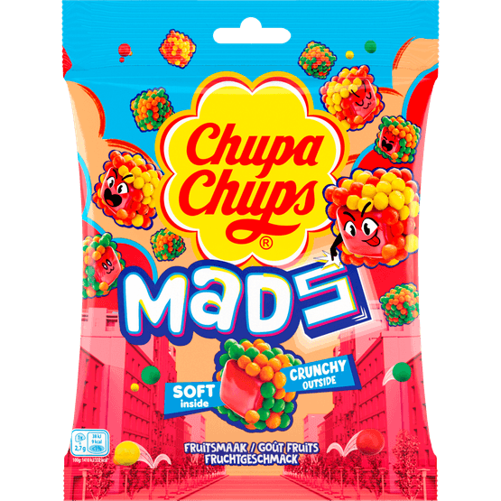 Foto van Chupa Chups Mads fruits op witte achtergrond