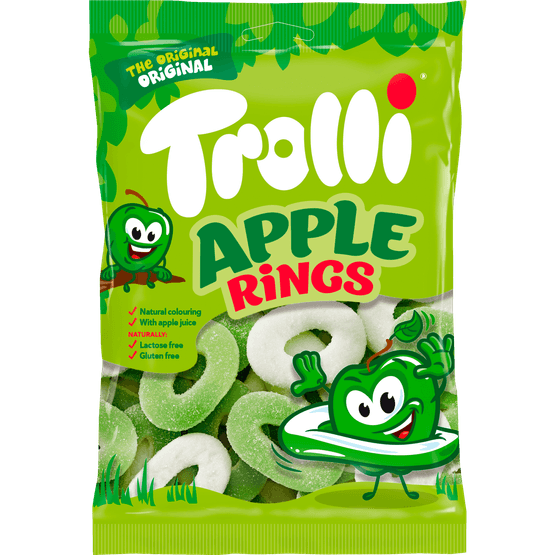 Foto van Trolli Apple rings op witte achtergrond