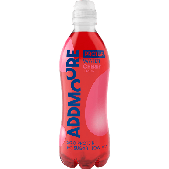 Foto van Protein water cherry lemon op witte achtergrond