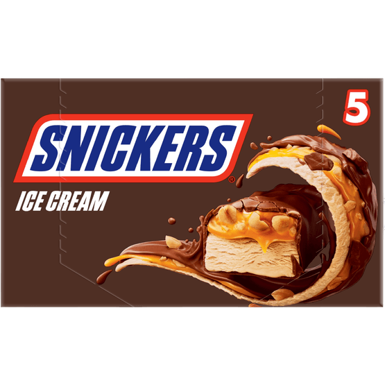 Foto van Snickers Icecream 5 st. op witte achtergrond