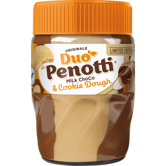 Foto van Penotti Duopasta milk choco & cookie dough op witte achtergrond