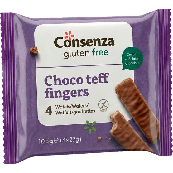 Foto van Consenza Choco fingers 4 st. op witte achtergrond