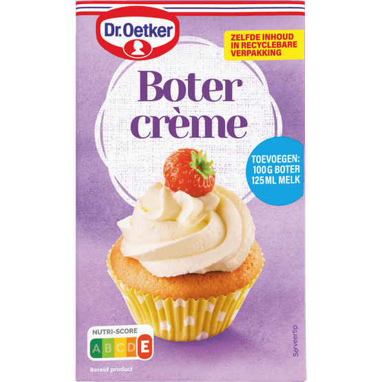 Foto van Dr. Oetker Botercreme mix op witte achtergrond