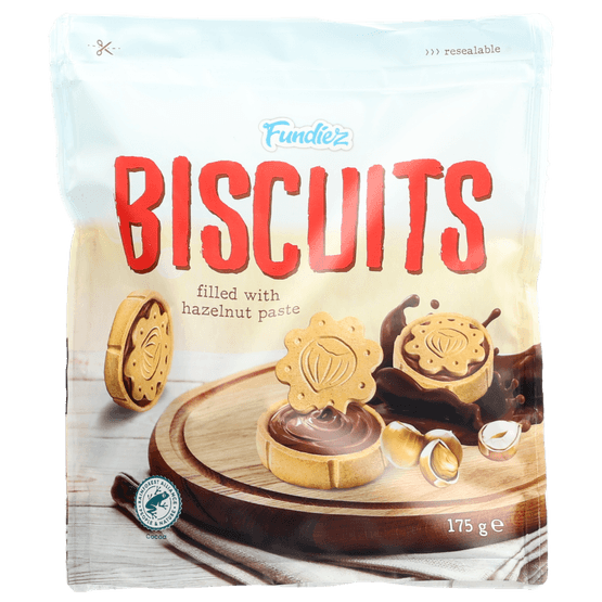 Foto van FUNDIEZ Fundiez biscuit hazelnutpaste op witte achtergrond