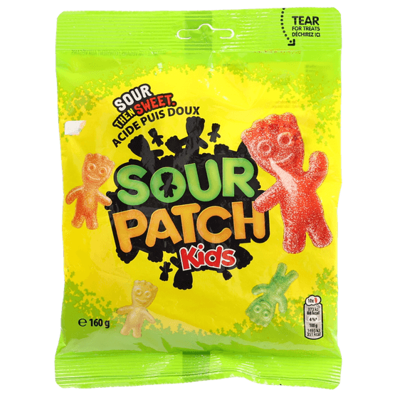 Foto van Kent Sour patch kids op witte achtergrond