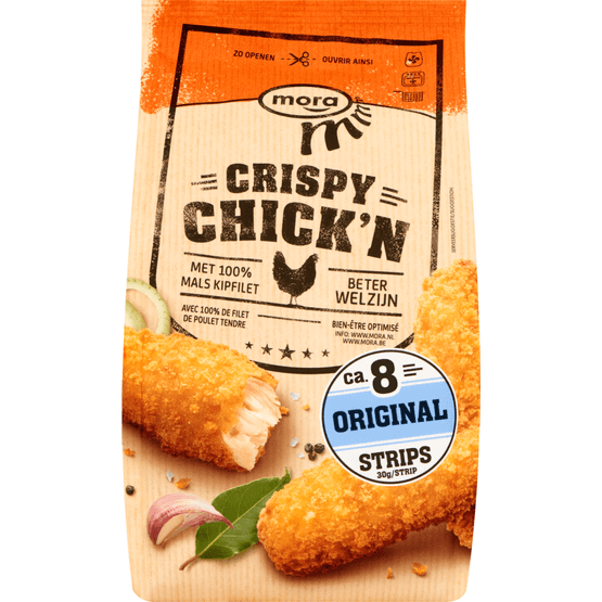 Foto van Mora Crispy chicken original op witte achtergrond