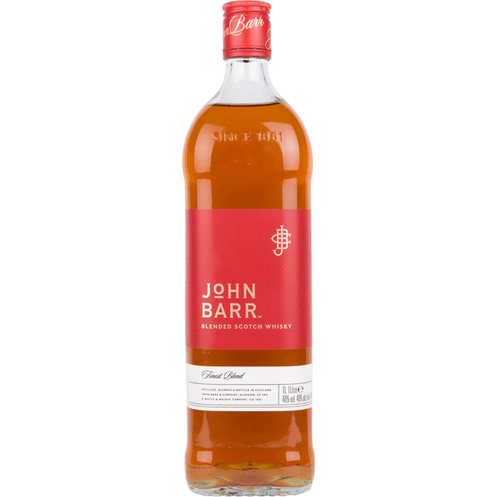 Foto van John Barr Whisky blended scotch red op witte achtergrond