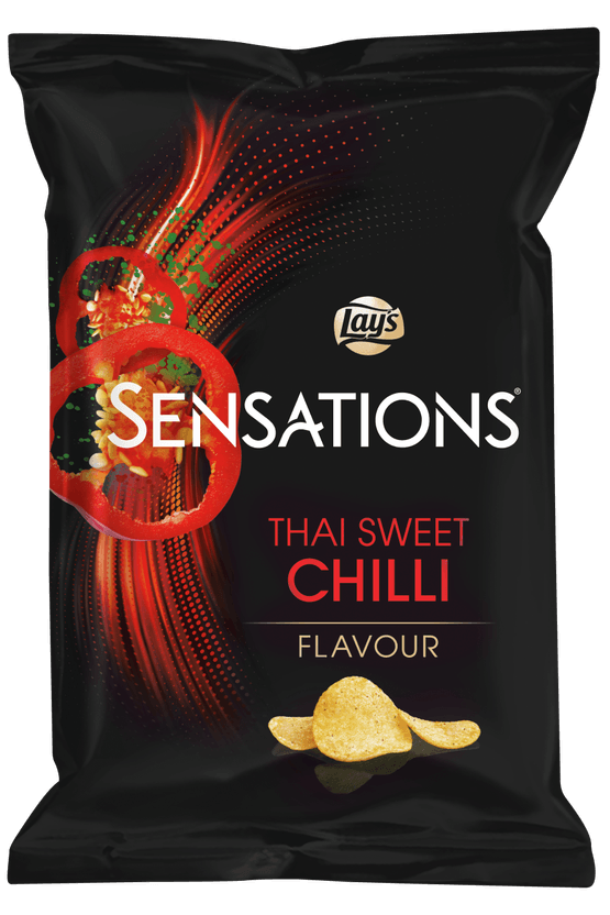 Foto van Lay's Sensations Thai sweet chili op witte achtergrond