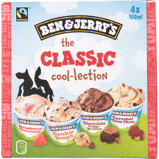 Foto van Ben & Jerry's Classic cool-lection 4 stuks op witte achtergrond
