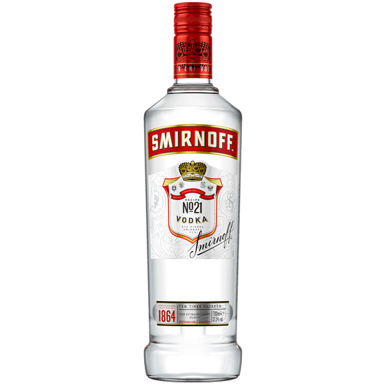 Foto van Smirnoff Vodka op witte achtergrond