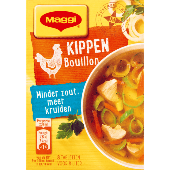 Foto van Maggi Bouillonblokjes kip-minder zout op witte achtergrond