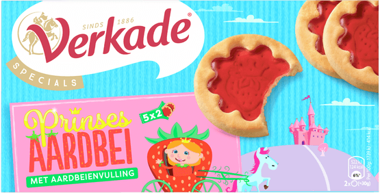 Foto van Verkade Prinses aardbei op witte achtergrond