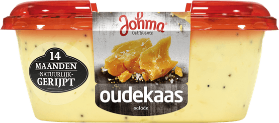 Foto van Johma Oude kaas salade op witte achtergrond
