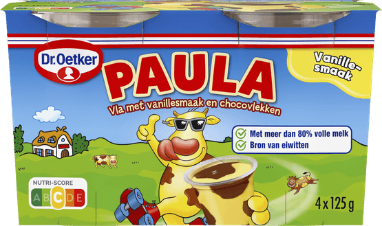 Foto van Dr. Oetker Paula mini vanille met choco vlekken op witte achtergrond