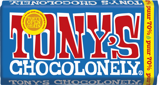 Foto van Tony's Chocolonely puur op witte achtergrond