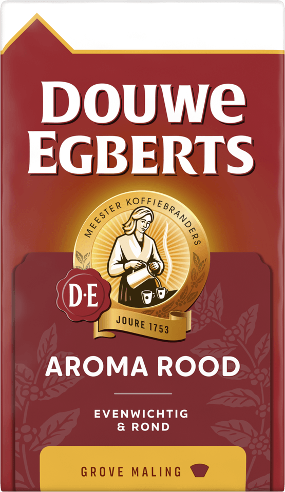Foto van Douwe Egberts Aroma Rood filterkoffie grove maling op witte achtergrond