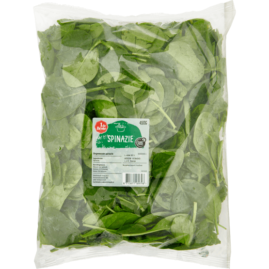 Foto van 1 de Beste Spinazie ongewassen op witte achtergrond