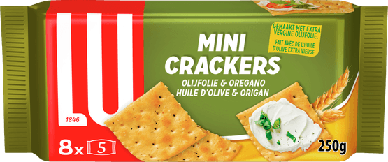 Foto van Lu Minicrackers olijf & oregano op witte achtergrond