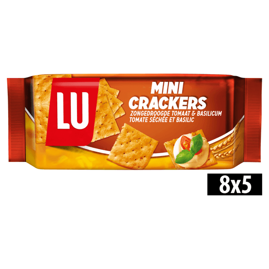 Foto van Lu Minicrackers tomaat & basilicum op witte achtergrond