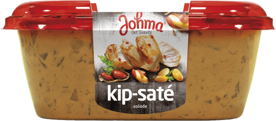 Foto van Johma Kip saté salade op witte achtergrond