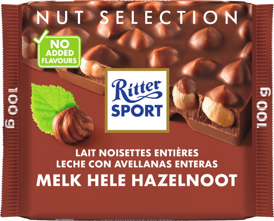 Foto van Ritter Sport Melk hazelnoot op witte achtergrond